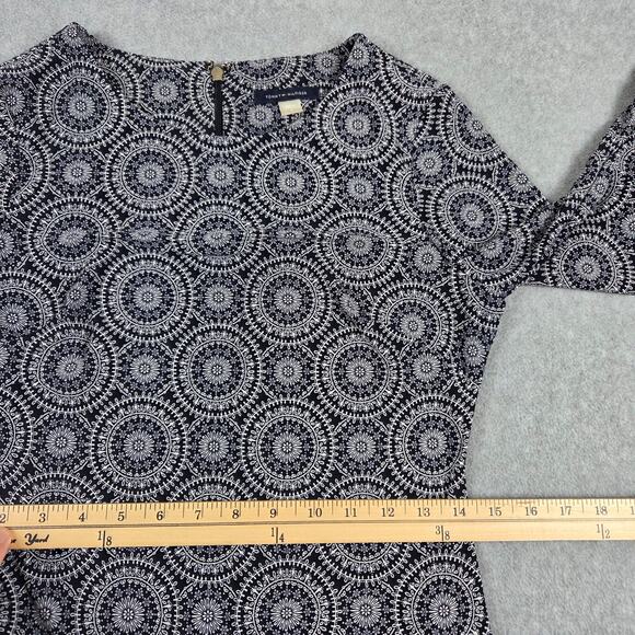 Tommy Hilfiger Dress Womens 2 Navy Blue White Medallion Print 3/4 Sleeve Midi - Picture 13 of 14